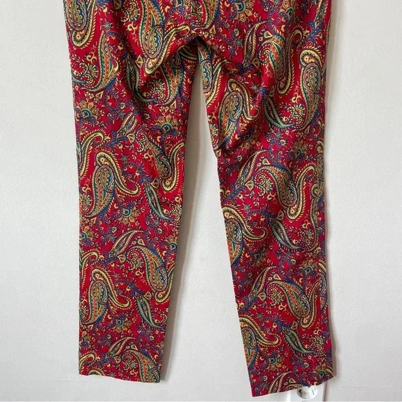 Lauren Ralph Lauren Red Paisley Dress Pants, Women's Size 2P - Picture 6 of 9